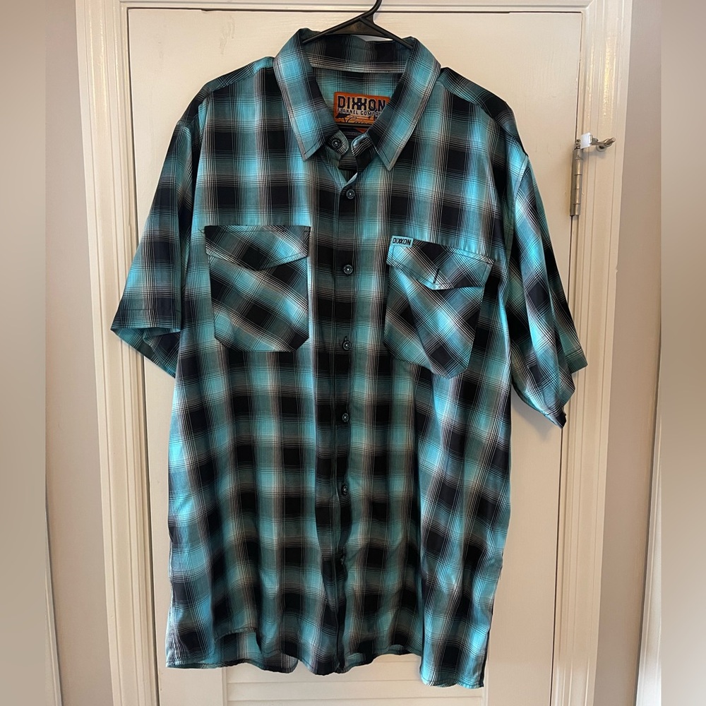 DIXXON Men's Teal and Black Plaid Shirt